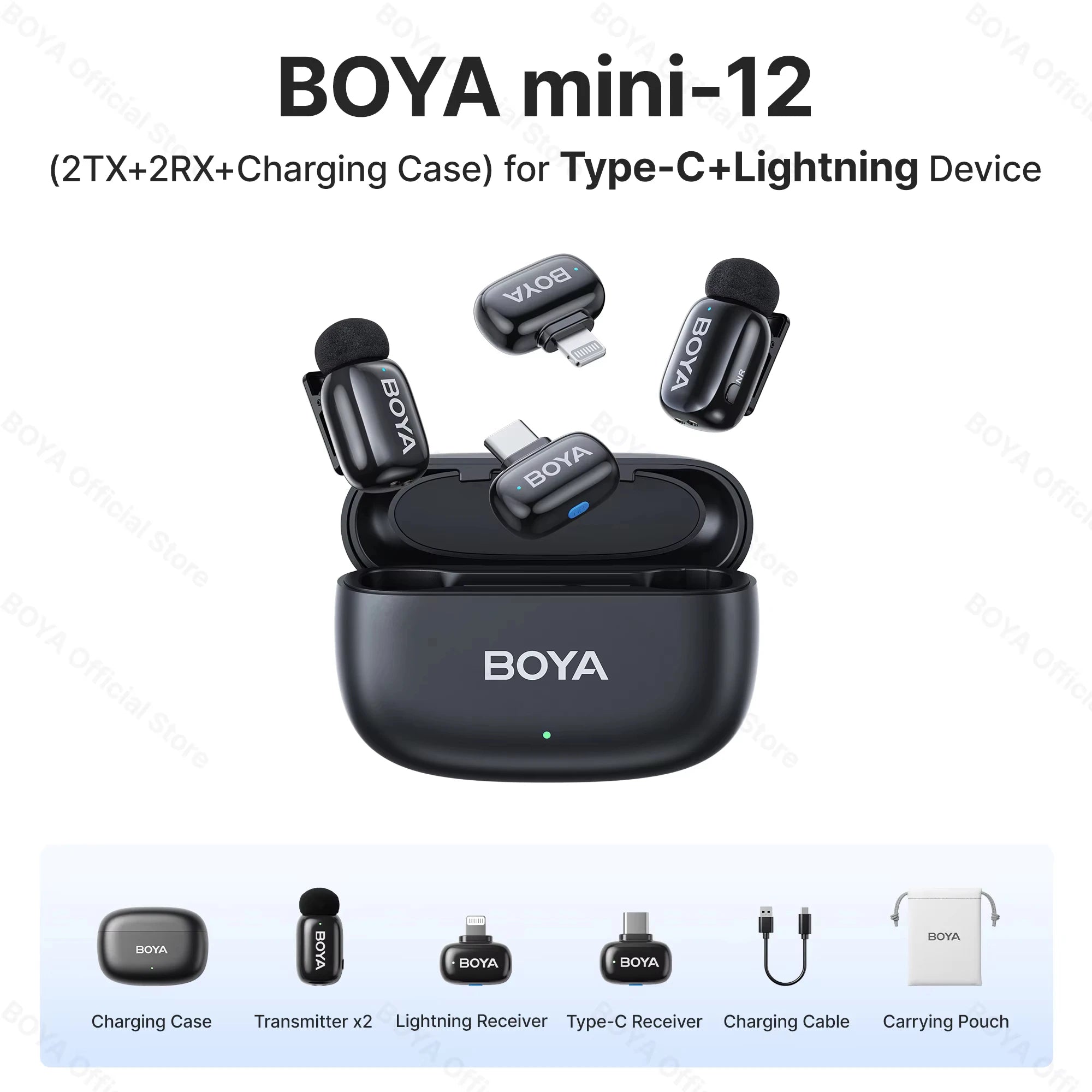 BOYA Mini Wireless Type-C Lapel Microphone for iPhone iPad Android Condenser Microphone for Live Broadcast Audio Video A&V