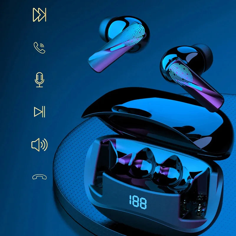 True Wireless Earphones M60 Bluetooth5.3 Headphones 9D Sound TWS Sports Headset Gaming Stereo Earbuds Built-in Mic for Phone A&V