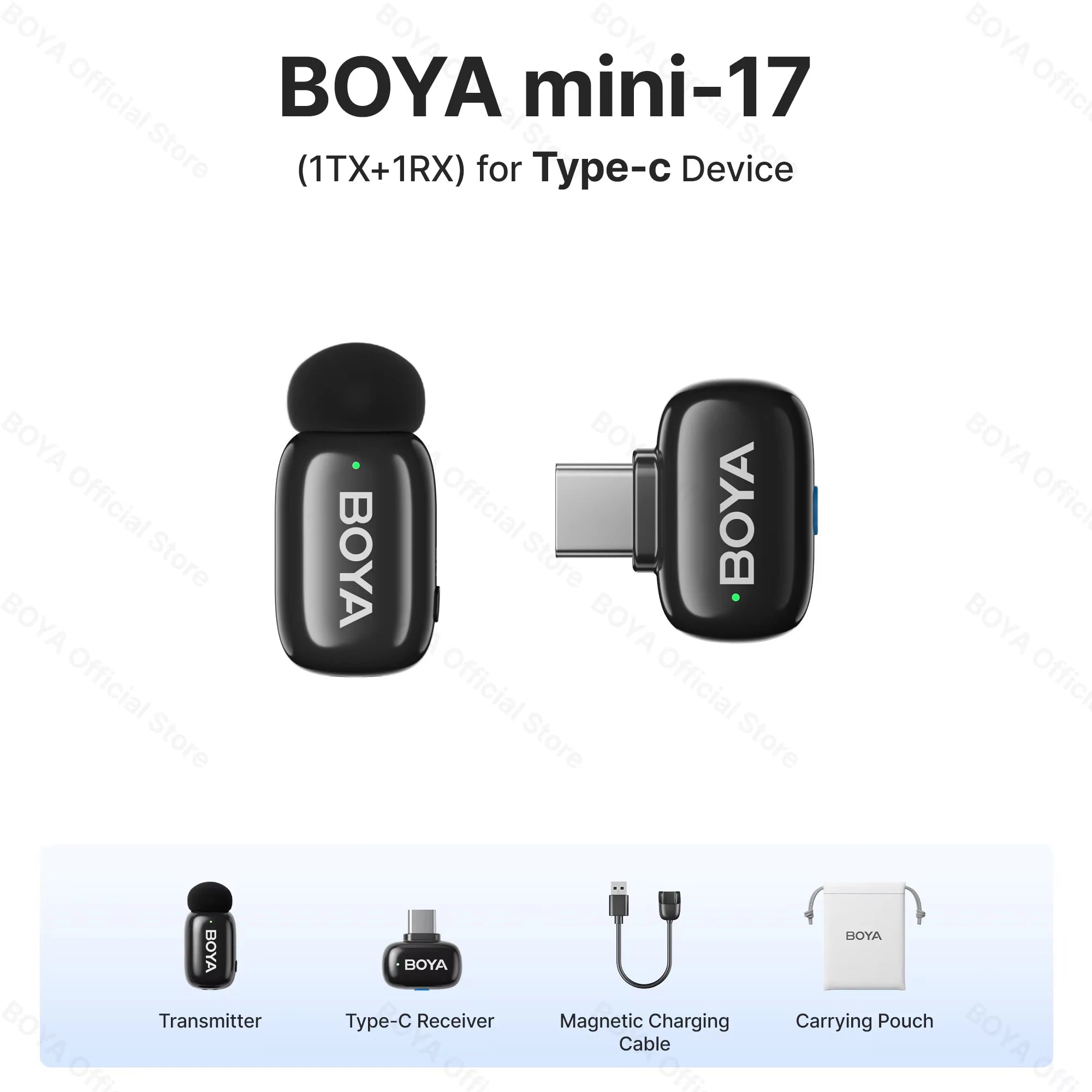 BOYA Mini Wireless Type-C Lapel Microphone for iPhone iPad Android Condenser Microphone for Live Broadcast Audio Video A&V