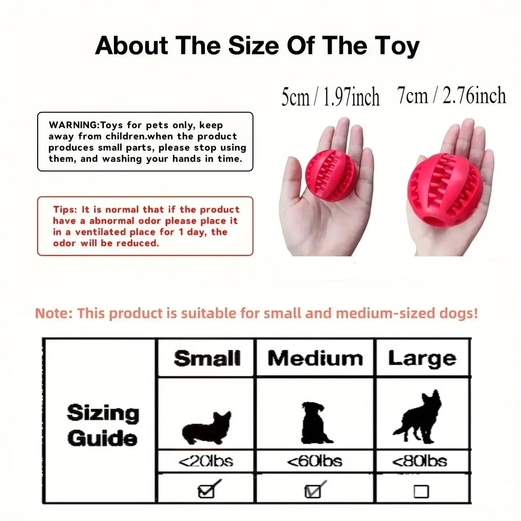 Dog Toy Ball Interactive Elasticity Puppy Chew Toy Nontoxic Bite Resistant Dog Pet Food Treat Feeder Chew Tooth Cleaning Ball - A&V