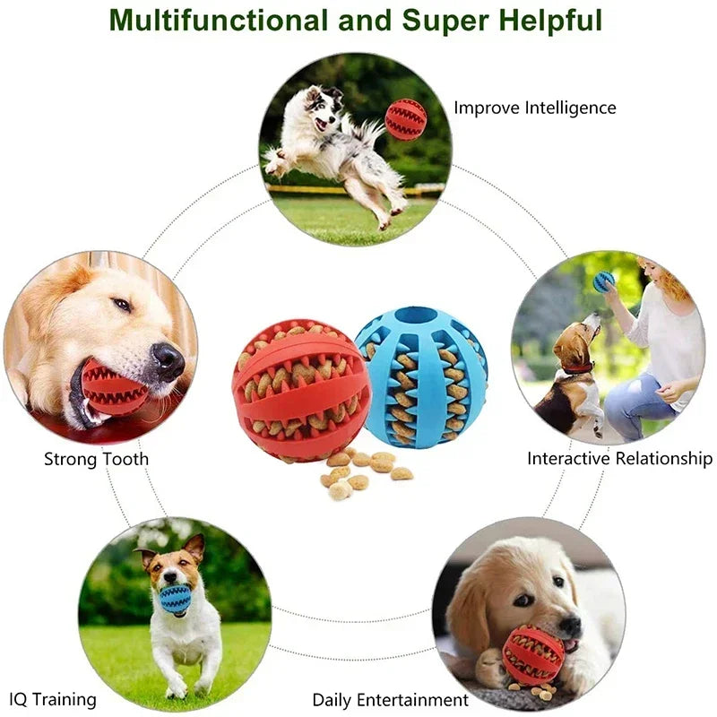 Dog Toy Ball Interactive Elasticity Puppy Chew Toy Nontoxic Bite Resistant Dog Pet Food Treat Feeder Chew Tooth Cleaning Ball - A&V