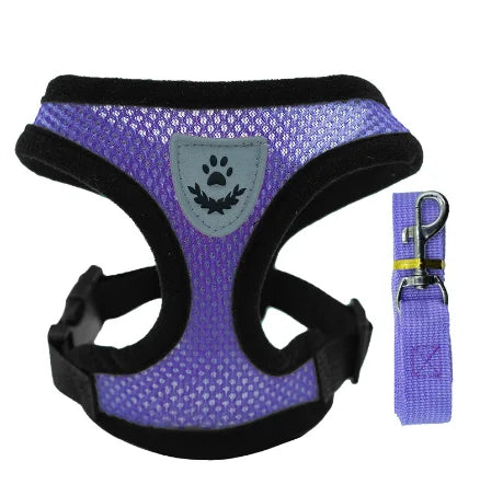 Cat Harness Vest Walking Lead Leash For Puppy Dogs Collar Polyester Adjustable Mesh Dog Harness For Small Medium Pet Accessories - A&V