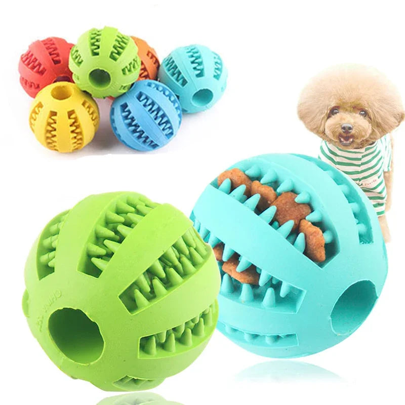 Dog Toy Ball Interactive Elasticity Puppy Chew Toy Nontoxic Bite Resistant Dog Pet Food Treat Feeder Chew Tooth Cleaning Ball - A&V