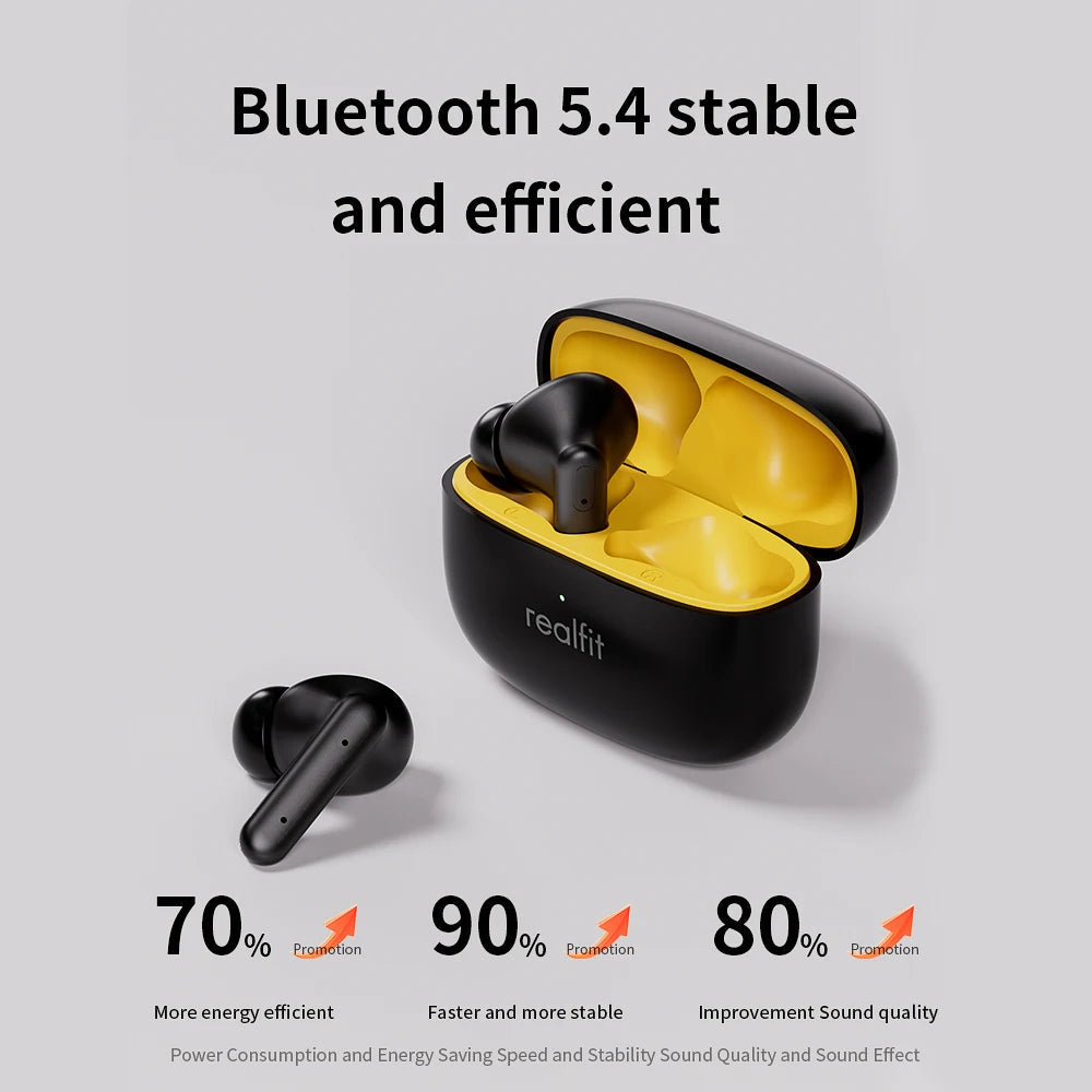 Realfit F3 ANC Active Noice Cancellation Bluetooth Earphones ENC Call HIFI Stereo Superb Bass Wireless Earbuds Sport Gaming A&V