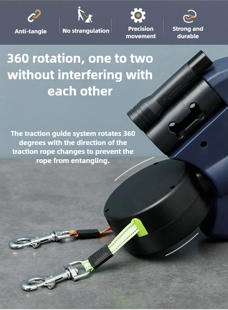 3M 2 in 1 Retractable Dog Leash for Small Medium Dogs Dual Head Automatic Extending Lead for Dog Head Automatic Extending Lead 2 - A&V