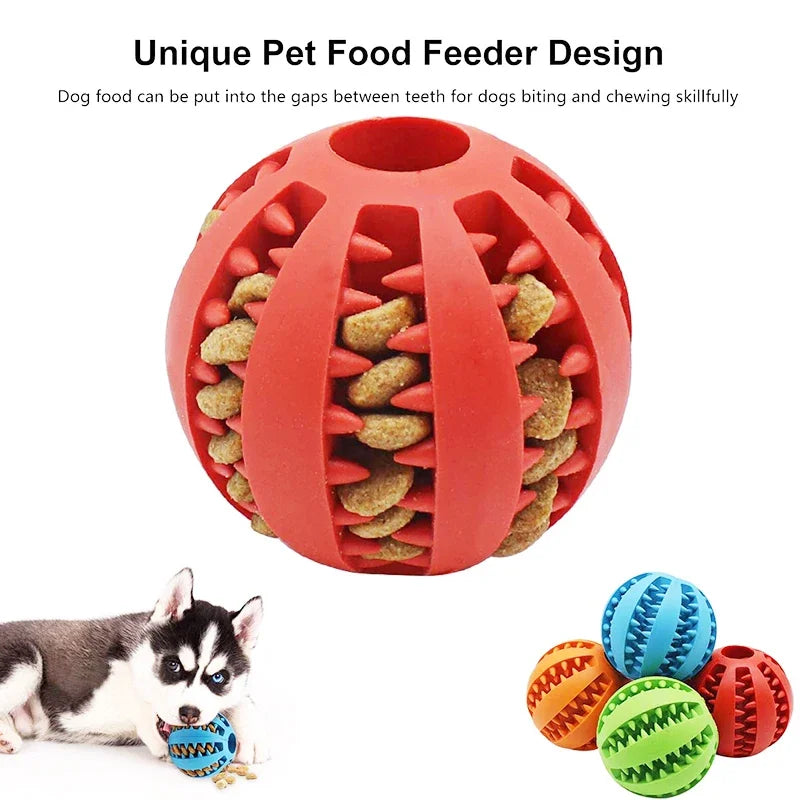 Dog Toy Ball Interactive Elasticity Puppy Chew Toy Nontoxic Bite Resistant Dog Pet Food Treat Feeder Chew Tooth Cleaning Ball - A&V