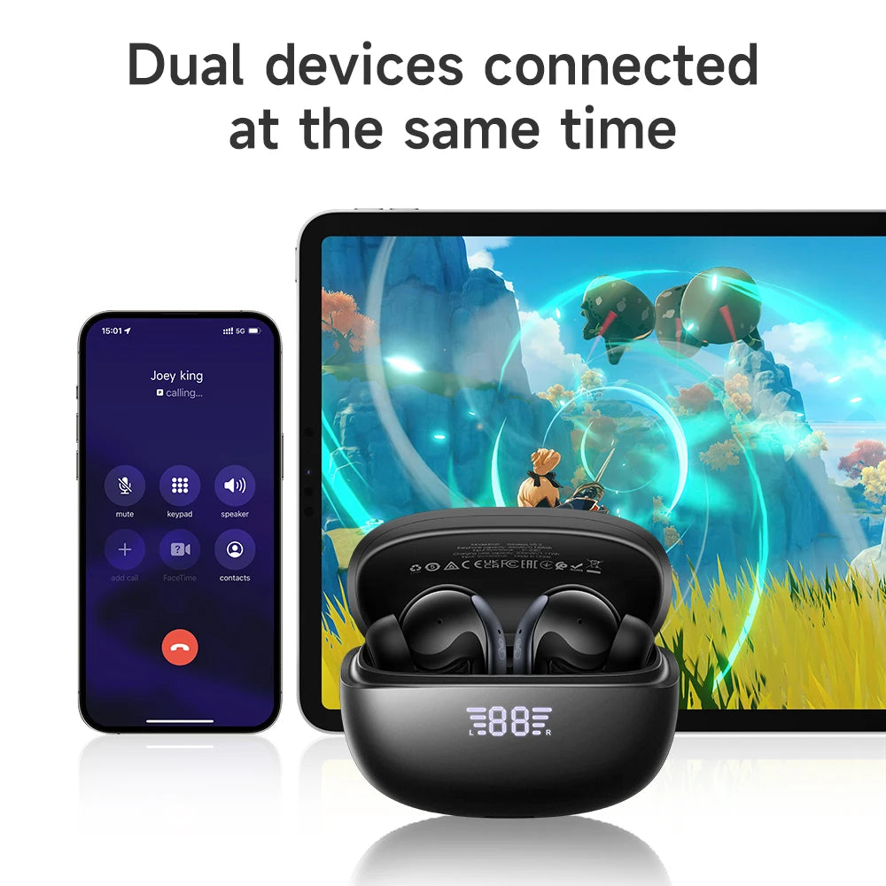 HOCO AirPods EQ5 ANC+ENC Bluetooth Wireless Earphone Active Noise Cancellation Hifi Stereo Sound Microphone Music Sport earbuds - A&V