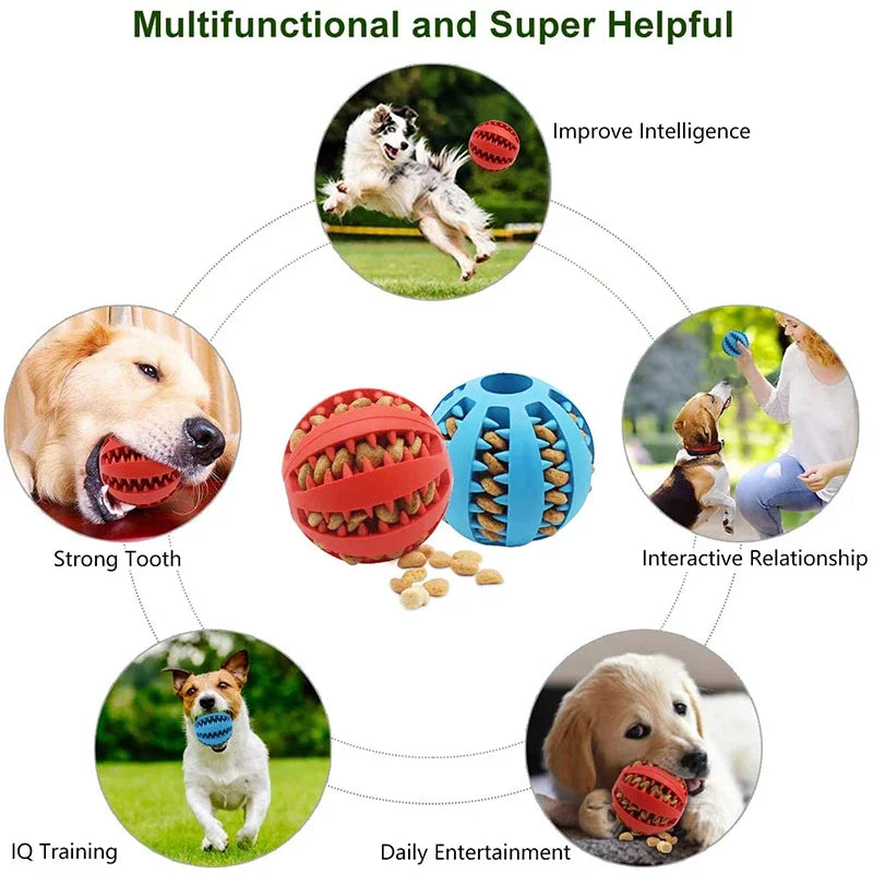 Dog Toy Ball Interactive Elasticity Puppy Chew Toy Nontoxic Bite Resistant Dog Pet Food Treat Feeder Chew Tooth Cleaning Ball - A&V