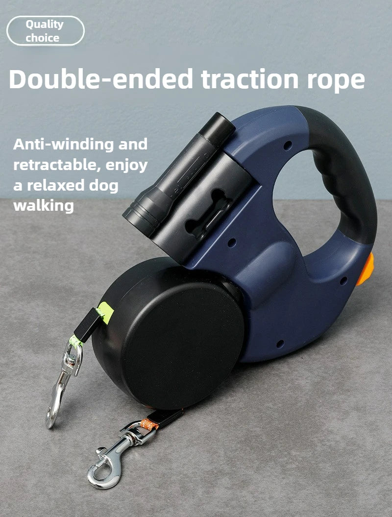 3M 2 in 1 Retractable Dog Leash for Small Medium Dogs Dual Head Automatic Extending Lead for Dog Head Automatic Extending Lead 2 - A&V