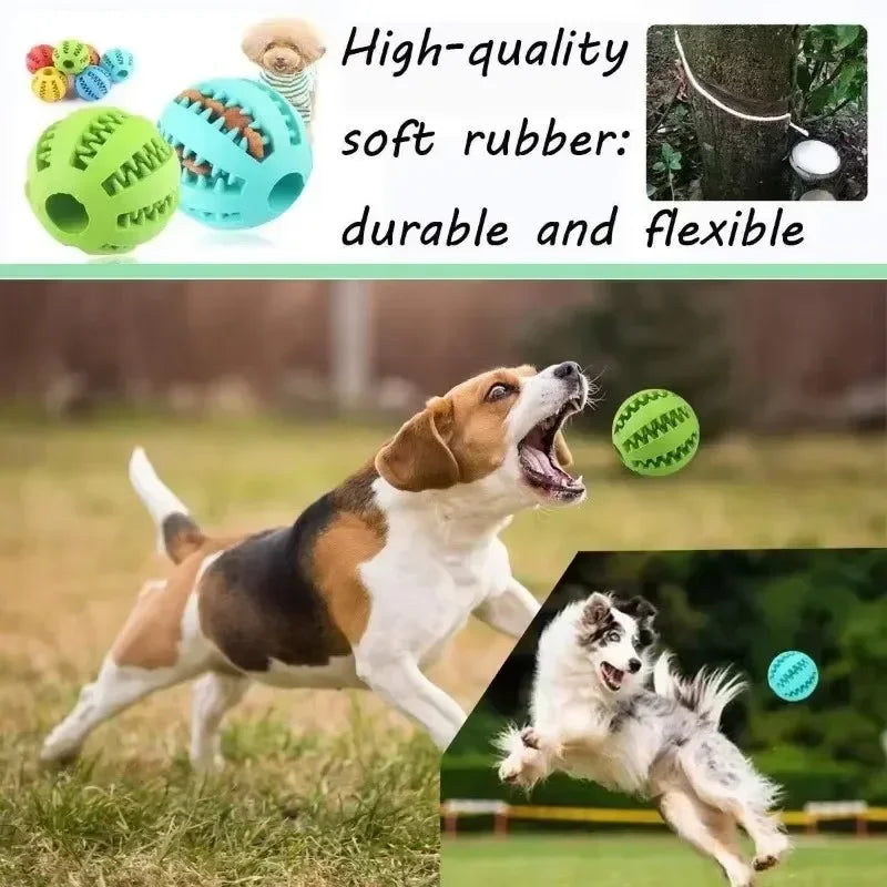 Dog Toy Ball Interactive Elasticity Puppy Chew Toy Nontoxic Bite Resistant Dog Pet Food Treat Feeder Chew Tooth Cleaning Ball - A&V